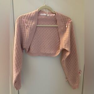 ALTAR’D STATE Dusty Pink Knit Bolero with Ribbon Accents